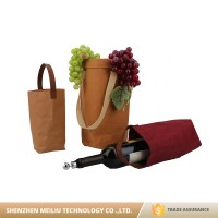 Washable paper Wine/Water Bottle Tote Wine Carrier Bag Black&Rio-Red Washable kraft paper